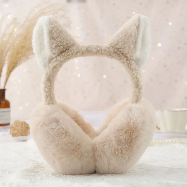 New Winter Earmuffs, Cute and Warm, Cat Ear Style, Plush Ear Protectors for Cycling, Anti-Freeze and Cold-Proof, Foldable