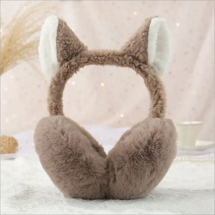 New Winter Earmuffs, Cute and Warm, Cat Ear Style, Plush Ear Protectors for Cycling, Anti-Freeze and Cold-Proof, Foldable