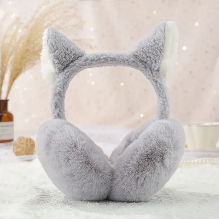 New Winter Earmuffs, Cute and Warm, Cat Ear Style, Plush Ear Protectors for Cycling, Anti-Freeze and Cold-Proof, Foldable