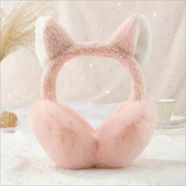 New Winter Earmuffs, Cute and Warm, Cat Ear Style, Plush Ear Protectors for Cycling, Anti-Freeze and Cold-Proof, Foldable