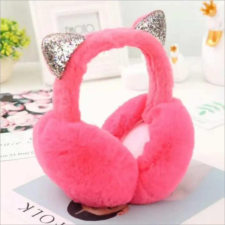 New Winter Earmuffs, Cute and Warm, Cat Ear Style, Plush Ear Protectors for Cycling, Anti-Freeze and Cold-Proof, Foldable