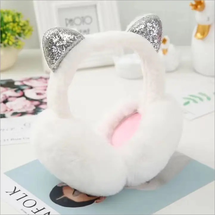 New Winter Earmuffs, Cute and Warm, Cat Ear Style, Plush Ear Protectors for Cycling, Anti-Freeze and Cold-Proof, Foldable