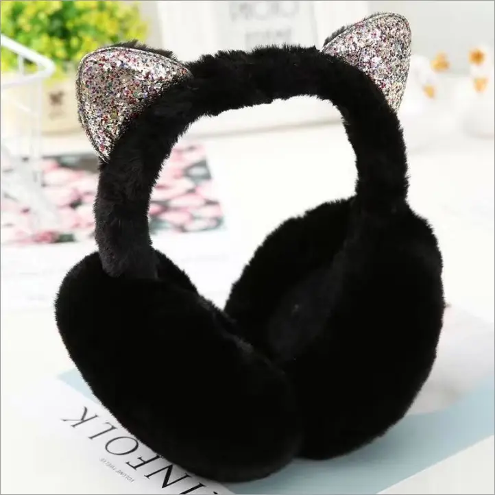 New Winter Earmuffs, Cute and Warm, Cat Ear Style, Plush Ear Protectors for Cycling, Anti-Freeze and Cold-Proof, Foldable