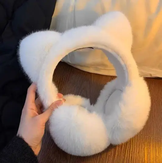 New Winter Earmuffs, Cute and Warm, Cat Ear Style, Plush Ear Protectors for Cycling, Anti-Freeze and Cold-Proof, Foldable