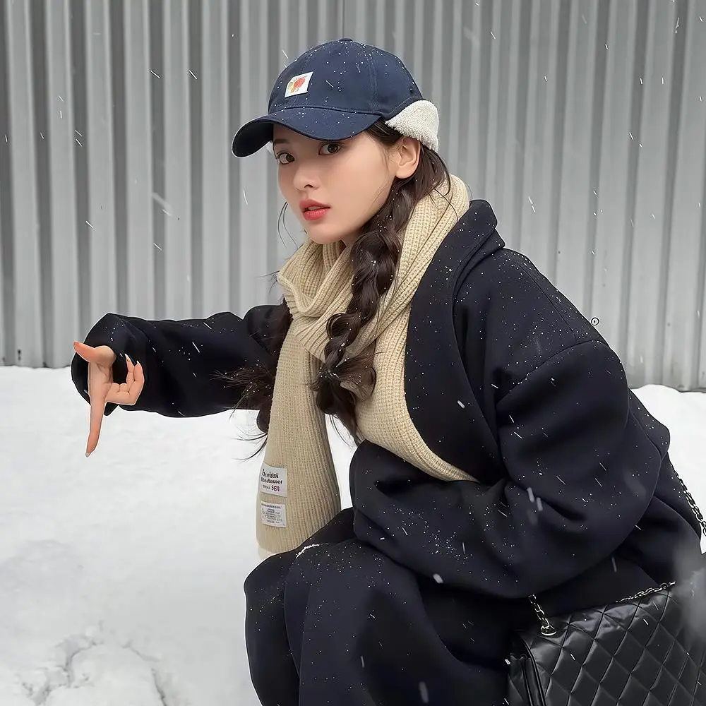 Korean Embroidered Warm Cap for Women Winter - Image 10
