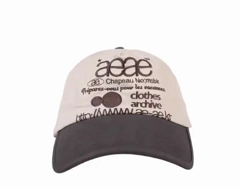 Aeae Letter Embroidered Duck Cap Black White - Image 2