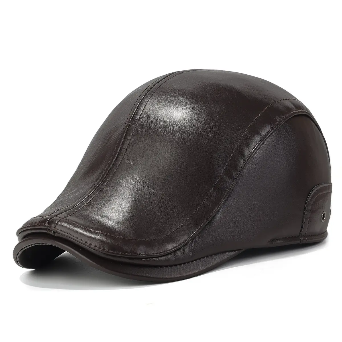 Winter Leather Motorcycle Helmet Brown Adjustable - Image 7