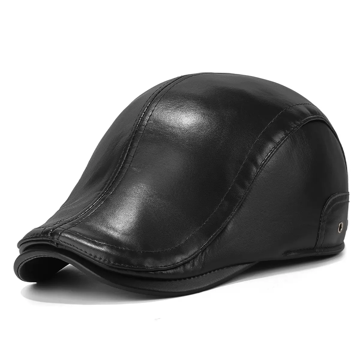 Winter Leather Motorcycle Helmet Brown Adjustable - Image 2