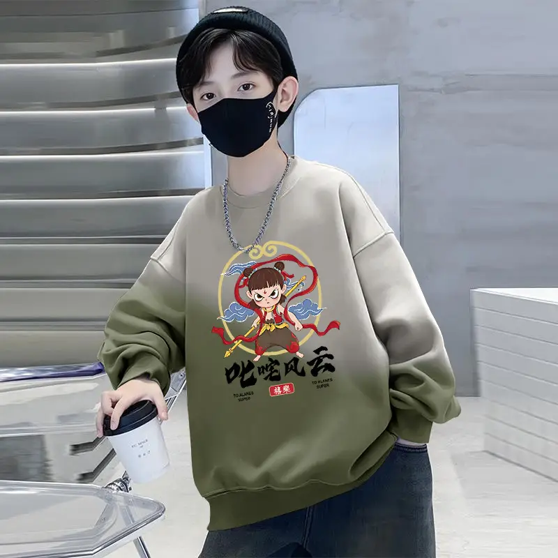 Boys Cartoon Sweatshirt Gradient Purple White Long Sleeve