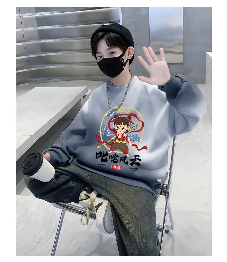 Boys Cartoon Sweatshirt Gradient Purple White Long Sleeve — feature 10
