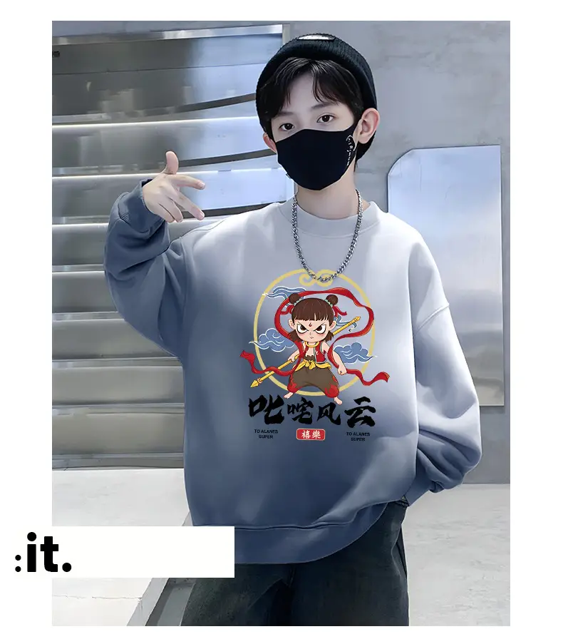 Boys Cartoon Sweatshirt Gradient Purple White Long Sleeve — feature 11