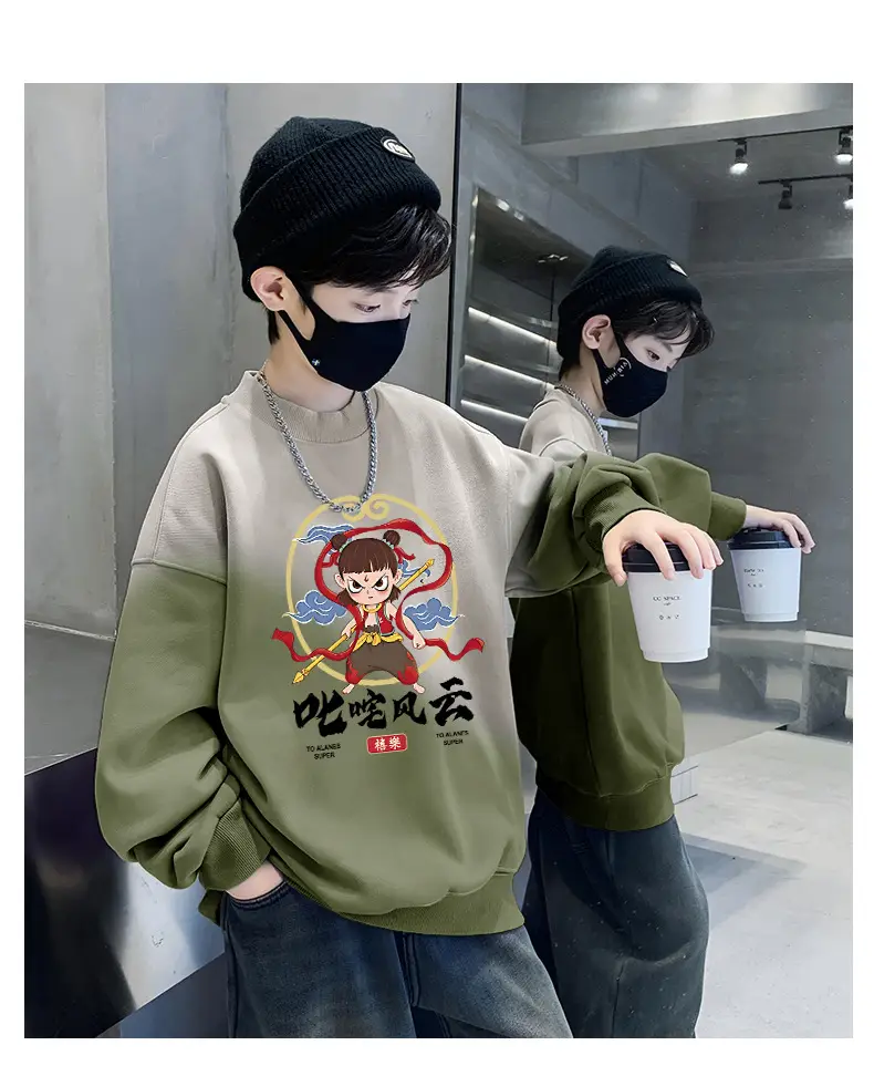 Boys Cartoon Sweatshirt Gradient Purple White Long Sleeve — feature 12