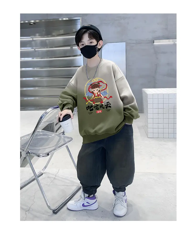 Boys Cartoon Sweatshirt Gradient Purple White Long Sleeve — feature 13