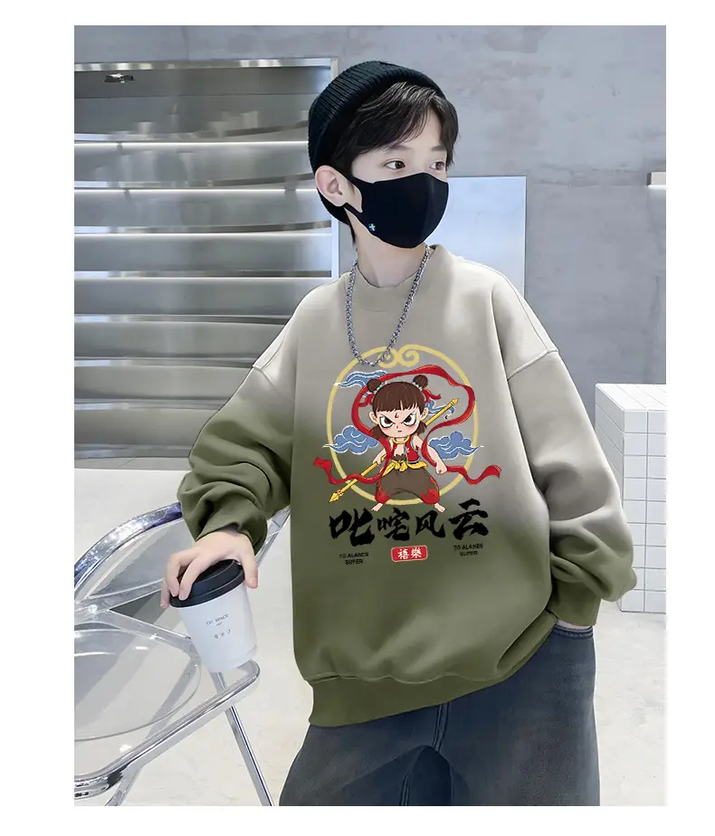 Boys Cartoon Sweatshirt Gradient Purple White Long Sleeve — feature 14