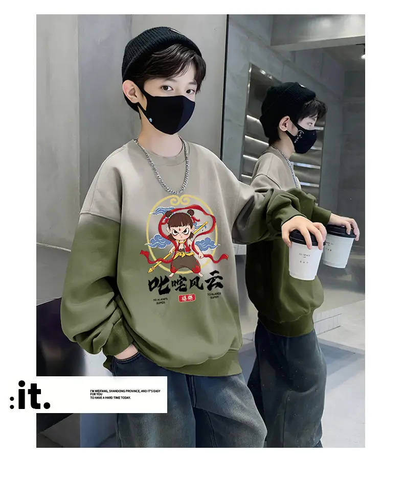 Boys Cartoon Sweatshirt Gradient Purple White Long Sleeve — feature 15