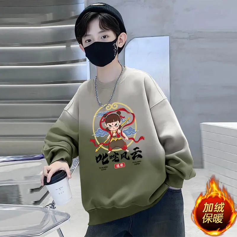 Boys Cartoon Sweatshirt Gradient Purple White Long Sleeve