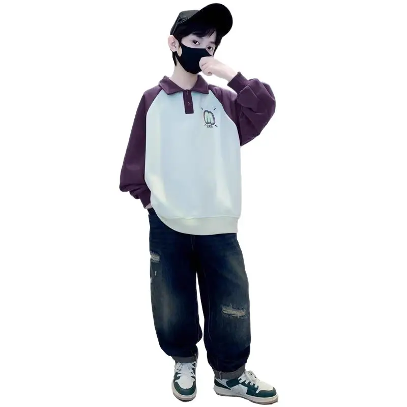 Boys Korean Raglan Sleeve Sweatshirt Medium Large - Image 11