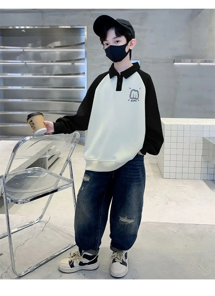 Boys Korean Raglan Sleeve Sweatshirt Medium Large — feature 11