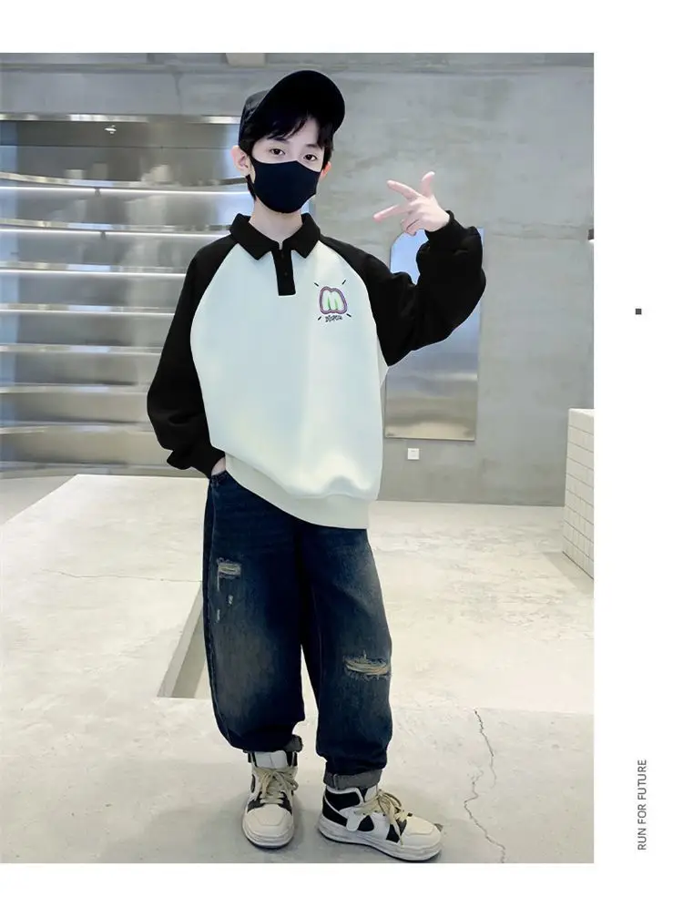 Boys Korean Raglan Sleeve Sweatshirt Medium Large — feature 12