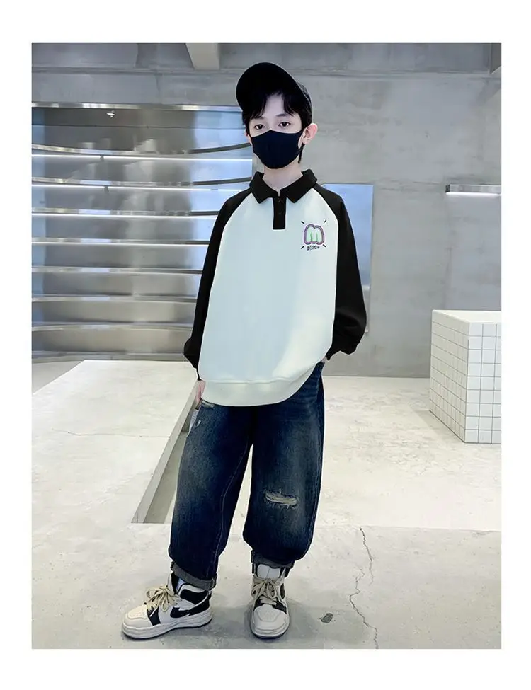 Boys Korean Raglan Sleeve Sweatshirt Medium Large — feature 14