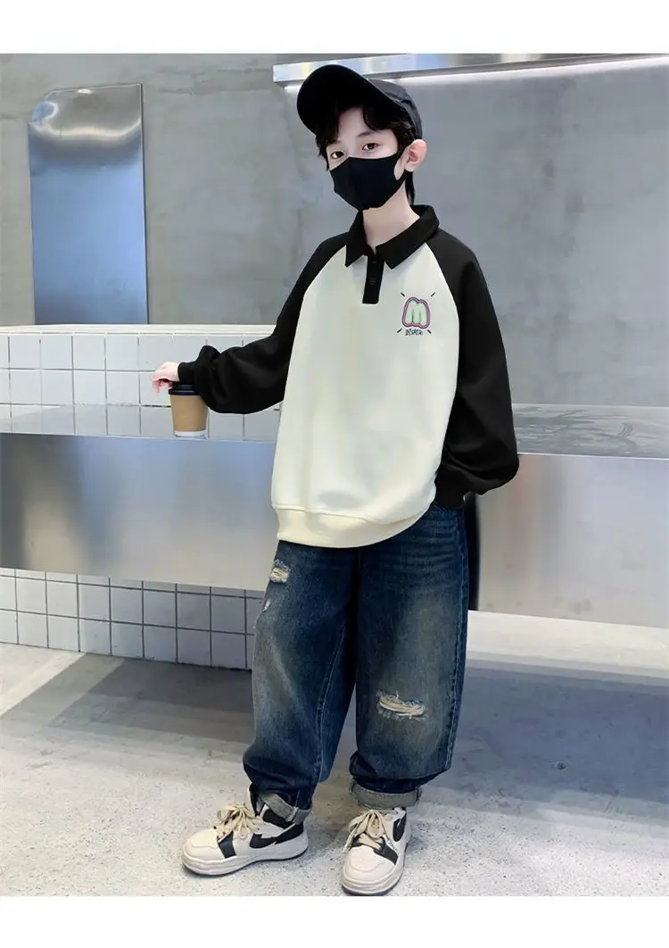 Boys Korean Raglan Sleeve Sweatshirt Medium Large — feature 17