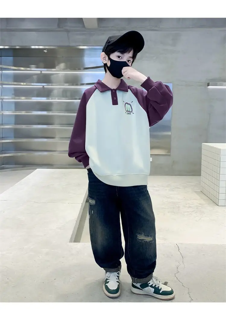 Boys Korean Raglan Sleeve Sweatshirt Medium Large — feature 21