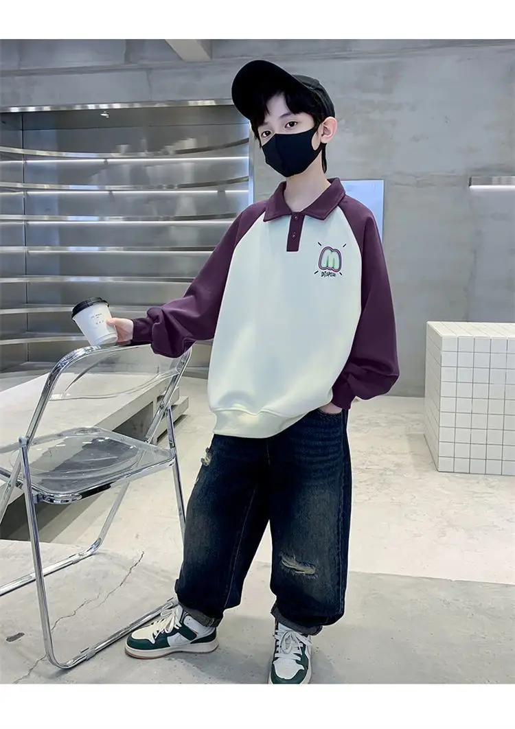 Boys Korean Raglan Sleeve Sweatshirt Medium Large — feature 25