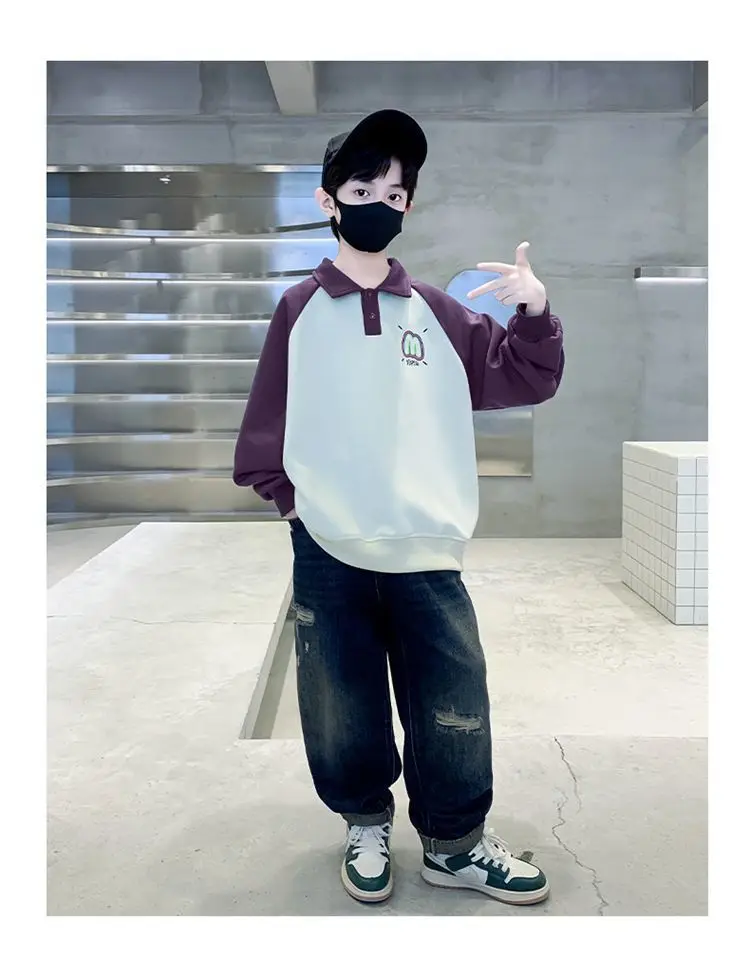 Boys Korean Raglan Sleeve Sweatshirt Medium Large — feature 26