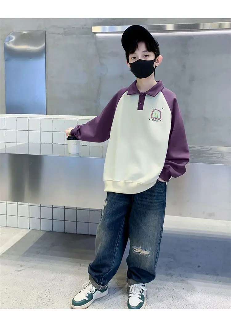 Boys Korean Raglan Sleeve Sweatshirt Medium Large — feature 27