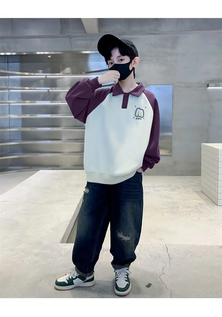 Boys Korean Raglan Sleeve Sweatshirt Medium Large — feature 28