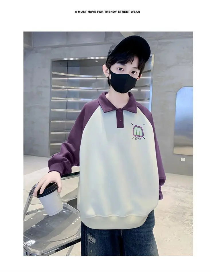 Boys Korean Raglan Sleeve Sweatshirt Medium Large — feature 4