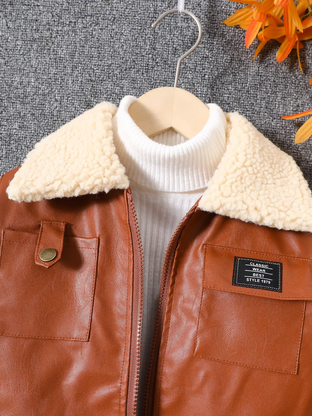 Boys' Leather Jacket Autumn and Winter Fleece-Lined 2025 New Medium and Large Children's Motorcycle Jacket Korean Style Warm Casual Jacket Trendy — feature 12