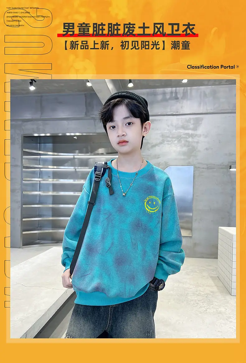 Boys Sweatshirt Blue Turtle Print Round Neck Spring Autumn 2025 — feature 1