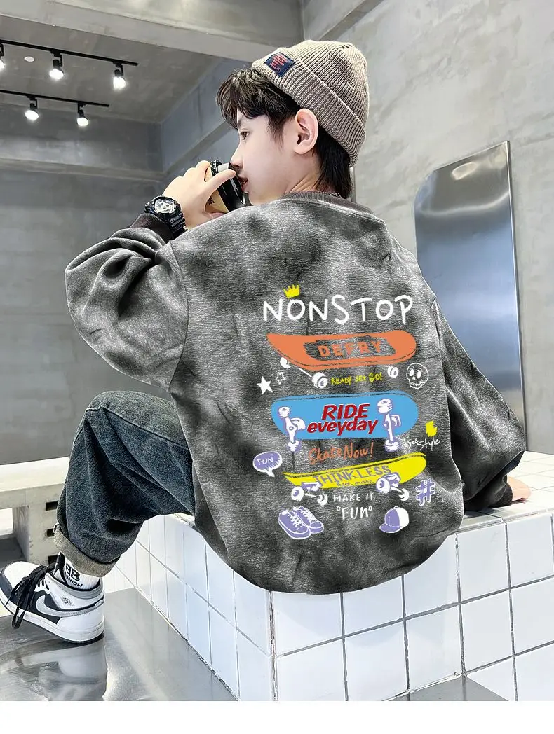 Boys Sweatshirt Blue Turtle Print Round Neck Spring Autumn 2025 — feature 11