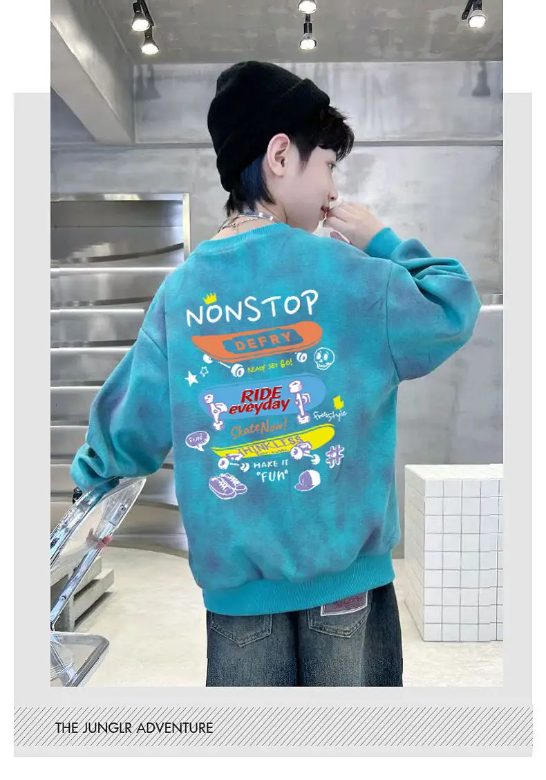 Boys Sweatshirt Blue Turtle Print Round Neck Spring Autumn 2025 — feature 6