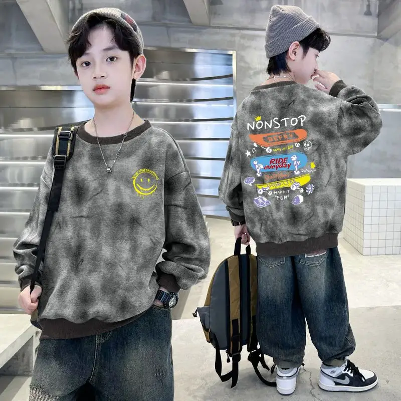 Boys Sweatshirt Blue Turtle Print Round Neck Spring Autumn 2025 - Image 2
