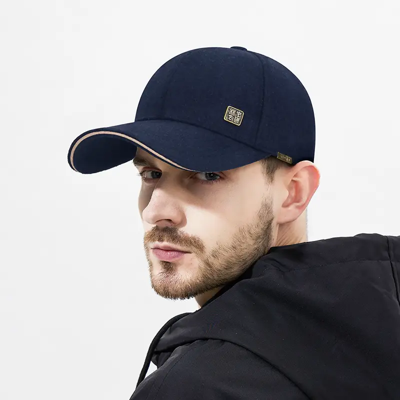 Men Wool Baseball Cap with Adjustable Brim & Sun Protection - Image 3