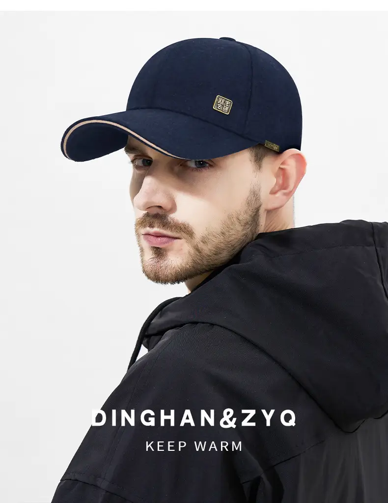 Men Wool Baseball Cap with Adjustable Brim & Sun Protection — feature 9