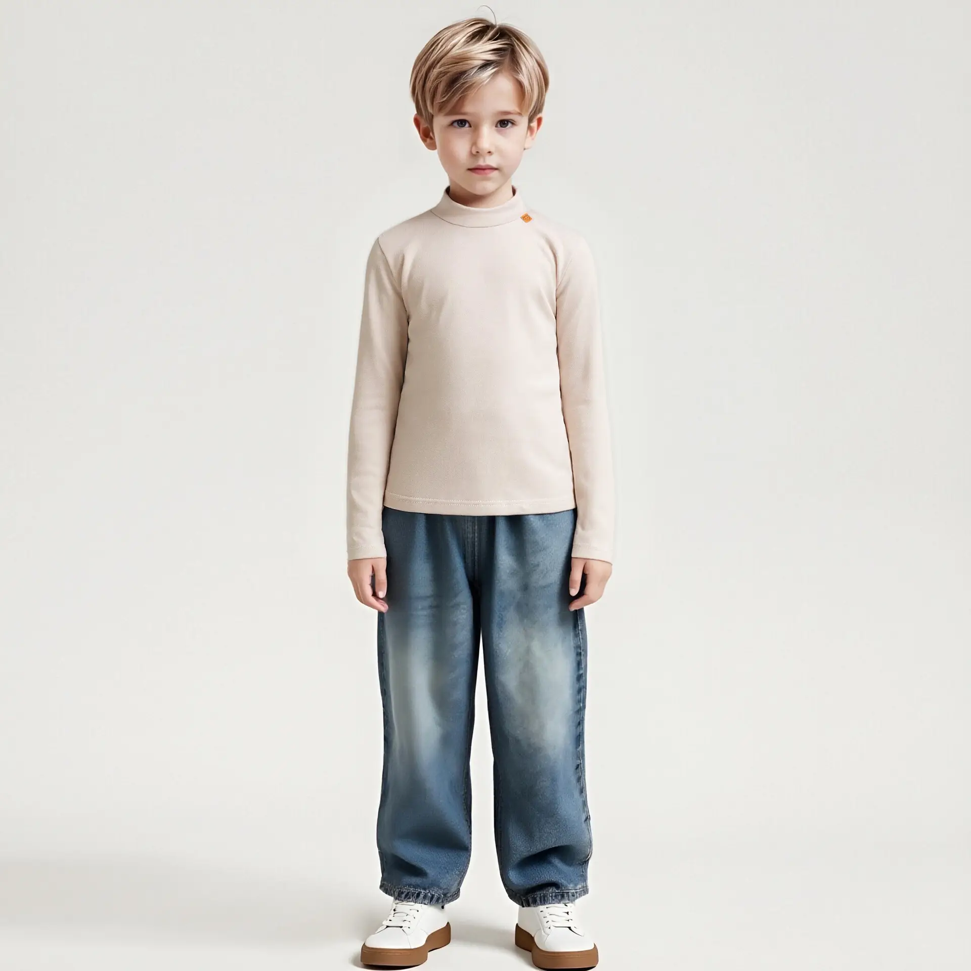 Boy's Black Long Sleeve T-Shirt with Half Turtleneck - Image 5