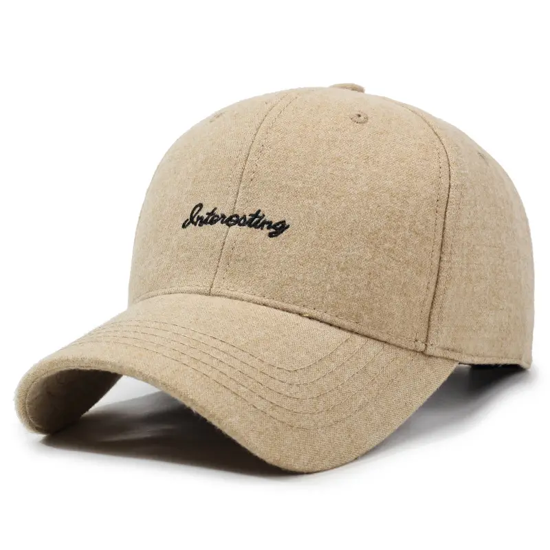 Men Winter Beige Baseball Cap with Embroidered Letter