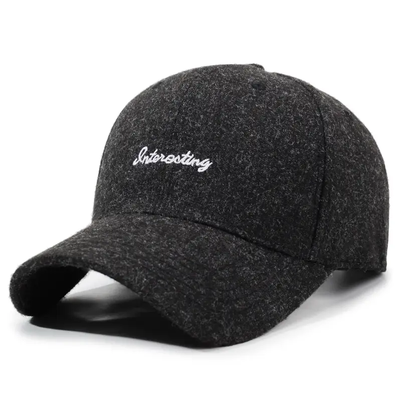 Men Winter Beige Baseball Cap with Embroidered Letter - Image 2