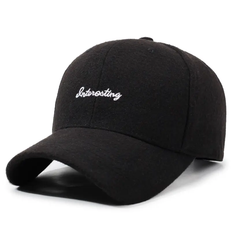 Men Winter Beige Baseball Cap with Embroidered Letter - Image 3