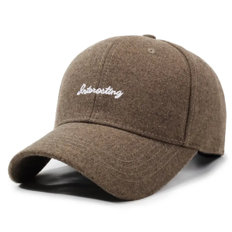 Men Winter Beige Baseball Cap with Embroidered Letter - Image 5