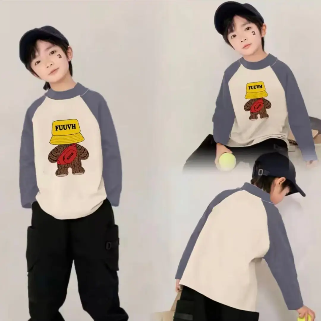 Boys Thermal Long Sleeve T-Shirt with Bear Print - Image 2