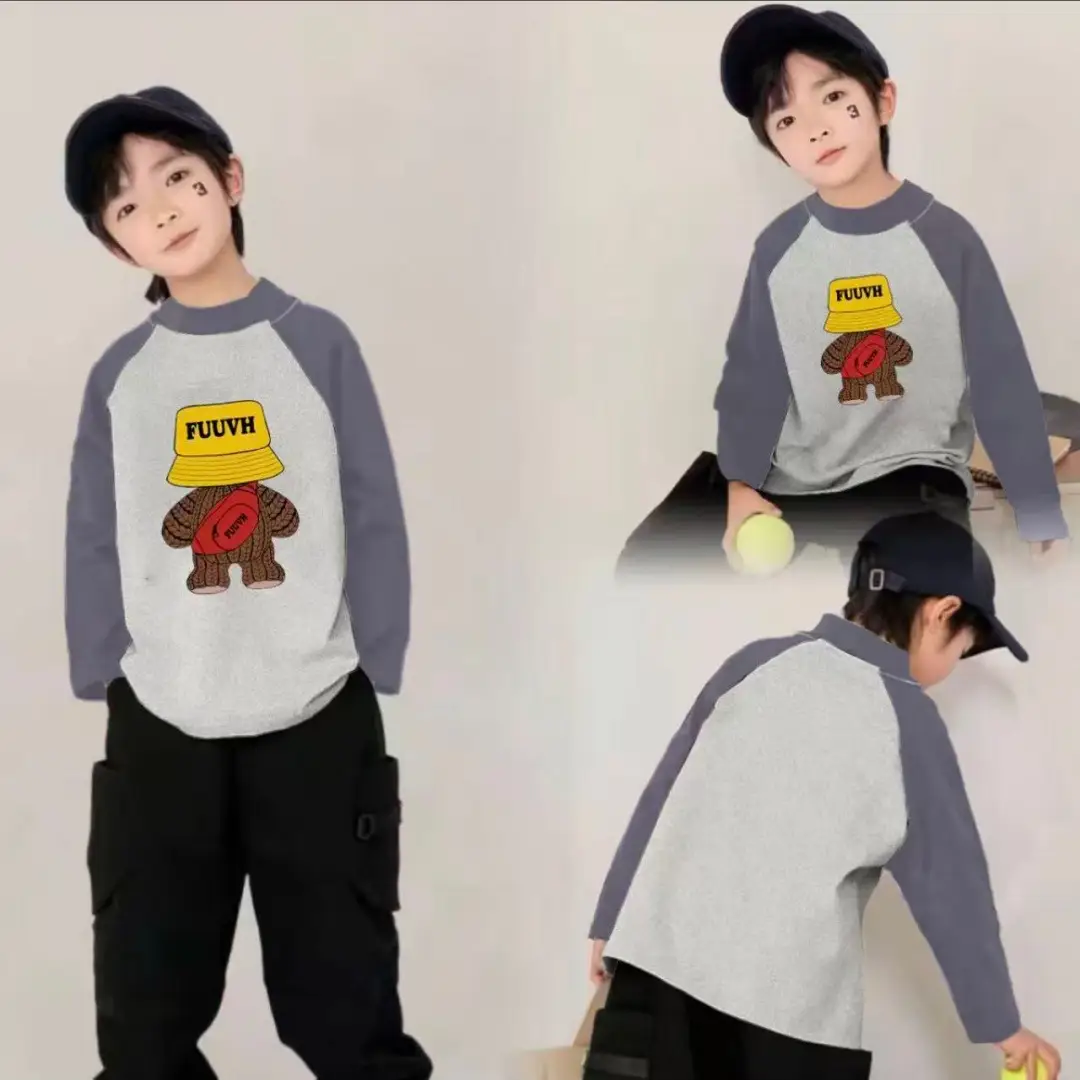 Boys Thermal Long Sleeve T-Shirt with Bear Print - Image 3