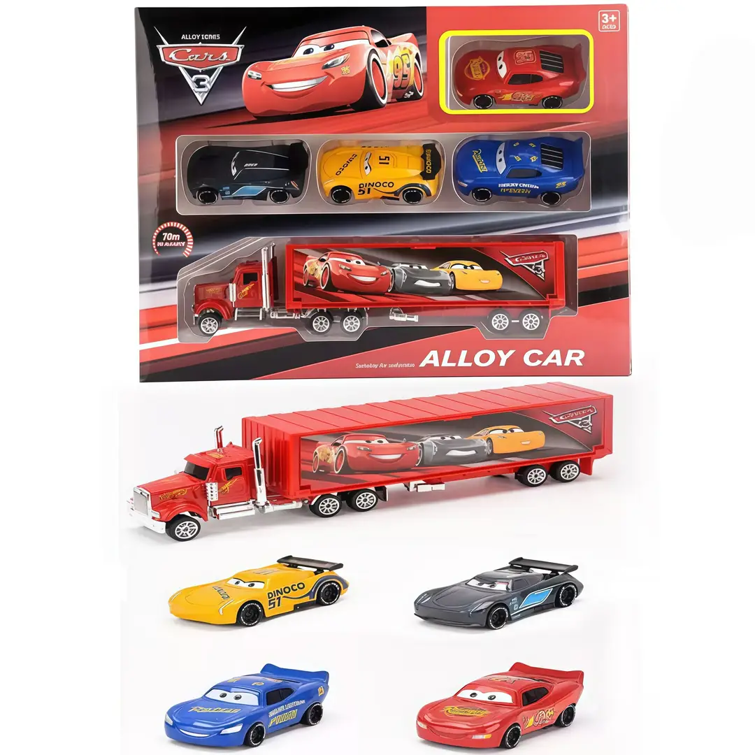 Cross-Border Cars Model Lightning Mcqueen Board Teeth Uncle Mcqueen Pull Back Toy Alloy Car Set Combination Wholesale