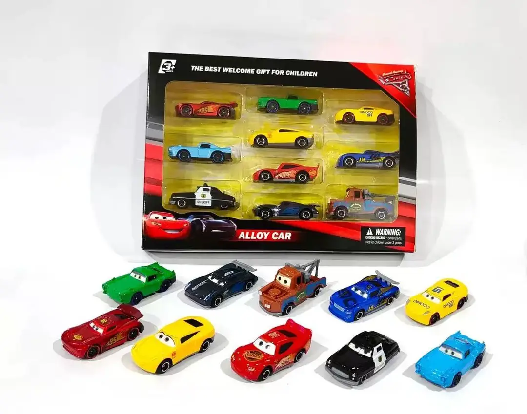 Cross-Border Cars Model Lightning Mcqueen Board Teeth Uncle Mcqueen Pull Back Toy Alloy Car Set Combination Wholesale