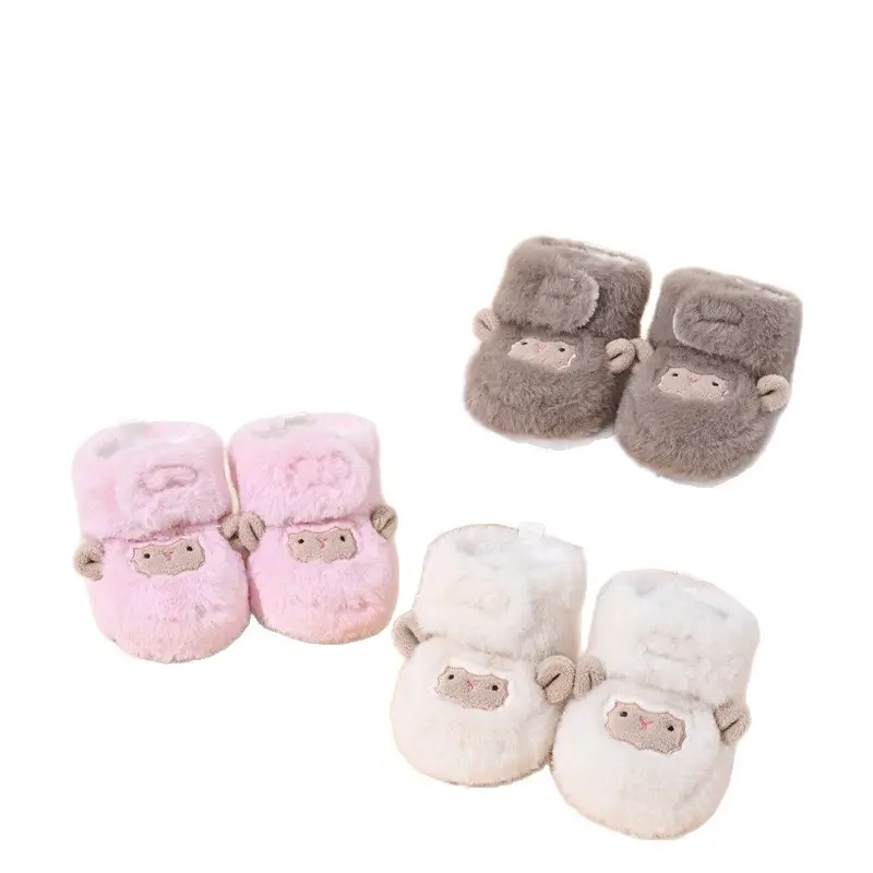 Furry Fleece Lined Baby Slippers for Boys Girls Winter Warm