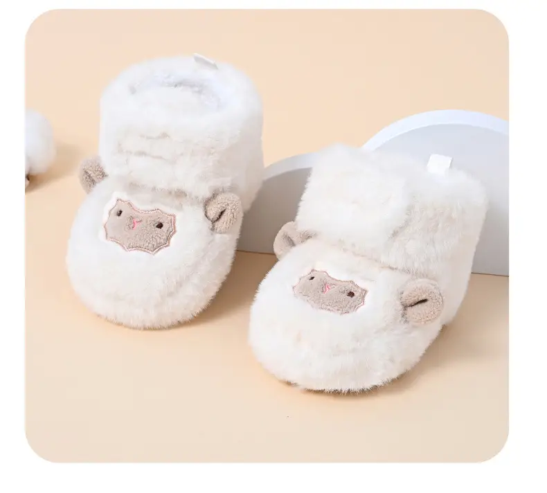 Furry Fleece Lined Baby Slippers for Boys Girls Winter Warm — feature 13