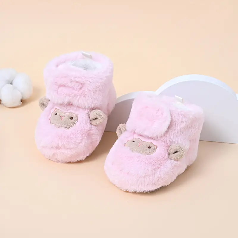 Furry Fleece Lined Baby Slippers for Boys Girls Winter Warm